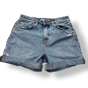 O'Neil Button Fly Cuffed Hem Denim Shorts Women's 26 Blue Beach Coastal